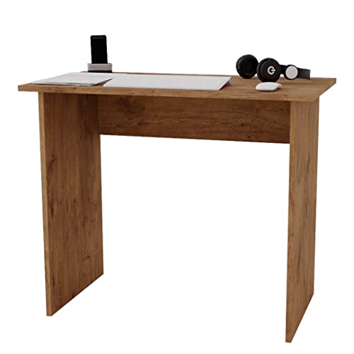 AKKE Schreibtisch Klein Computertisch Schminktisch Tisch ins Jugendzimmer Kinderzimmer Möbel für Kinder Laptoptisch Kinderschreibtisch Desk Bürotisch PC-Tisch 90x73x50 cm Vintage Eiche