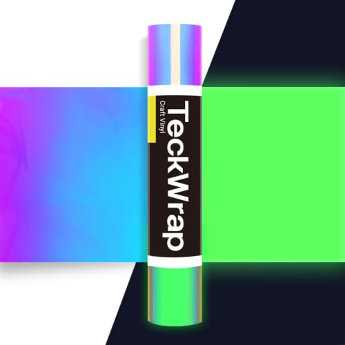 TECKWRAP Glow in the Dark Vinyl Permanent Chrome Vinyl Opal White to Green 1ft x 5ft for Craft Cutter Sign Plotter Decals Scrapbook Lettering DIY Decorations