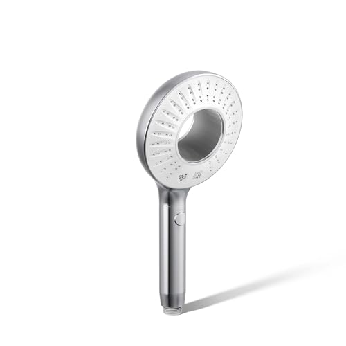 KOHLER K-28681-G-CP SpaViva Two-Function Handheld Showerhead, Round High Pressure Shower Head, Compatible with SpaViva Cleansing Device, 1.75 GPM, Polished Chrome