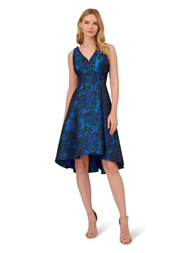 Image of Adrianna Papell Printed Jacquard High-Low Hem Party Dress
