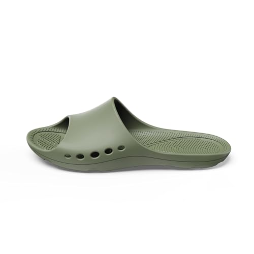 Image of KENROLL KW211 Non Slip Shower Slides, Thin Flat EVA Slippers | 7 drainage holes (5 side+2 bottom), rubber anti-slip patches, lightweight, for pool beach dorm gym, unisex, barefoot feel