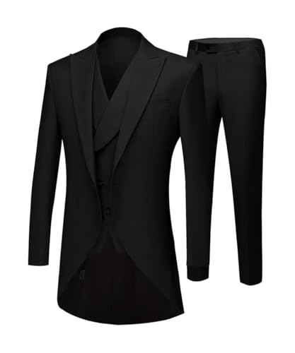 Mens Tailcoat Suit Formal Slim Fit 3 Piece Suit Swallow-Tailed Coat Double Breasted for Men Wedding Banquet Party4