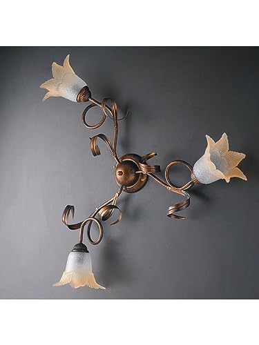 Plafonnier en fer forgé 3 lumières Morena pour illuminer vos soirées en famille