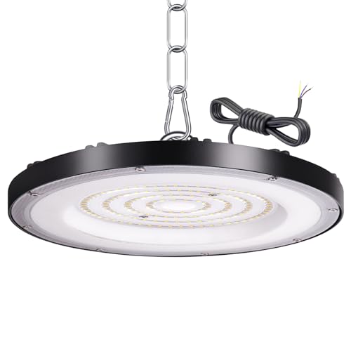 100W UFO LED Lámpara de Alta Bahía, 6500K BlancaFría LED UFO High Bay Lumière,10000LM IP65 Impermeable Campana LED Industrial lampara techo para Fábricas, Aeropuerto, Patio, Garaje,Taller (100W)