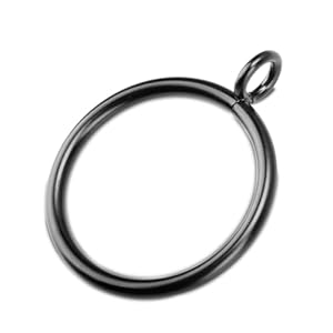 30 PCS Curtain Rings with Eyelet for Window Treatment, 2.0-inch Inner Diameter Drapery Rings for up to 1 3/4 inch Curtain Rod (Black)