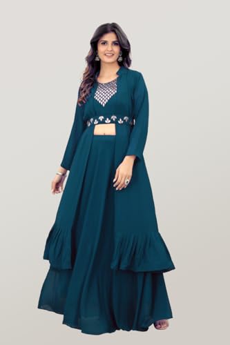 Image of Trending Womens Ethnic sets with top, Bottom, Koti| Ethnic Wear | Stitched Lehenga with Blouse and Jacket Design No LEHNGA CHOLI 7 PARENT