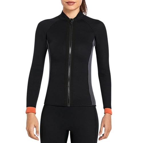 Chaqueta para mujer de neopreno 3MM, cortaviento y cálida para buceo, aquaeróbicos y actividades en agua fría (Negro, XS) miniatura 1