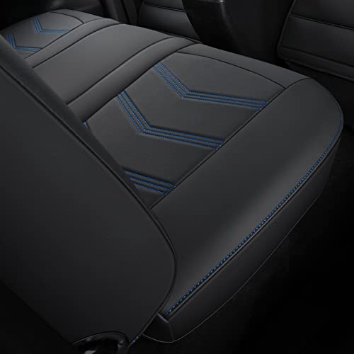 Image of LUCKYMAN CLUB Tacoma Custom Seat Covers M9 Full Set, Fit 2005-2023 Tacoma Double /Crew Cab SR SR5 TRD Sport TRD Off-Road PreRunner Trims, with Waterproof Faux Leather (Full Set, Black-Blue)