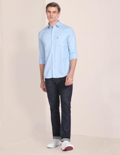 Image of U.S. Polo ASSN. Solid Tailored Fit Shirts for Men - 100% Cotton, Full Sleeve Mens Casual Shirts