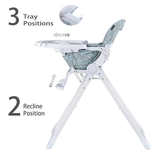 Pamo Babe Baby High Chair Foldable Highchair With Adjustable Seat, Foot-Support And Tray, Removable Open Tray Wipeable Seat Pad (Green) #TOP4