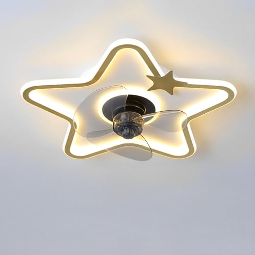 Pilanp Ventilador De Techo con 6 Velocidades A Distancia 61W LED Regulable Luz De Techo con Ventilador Empotrable Pequeños Ventiladores De Techo con Luces para Dormitorio Habitación Infantil