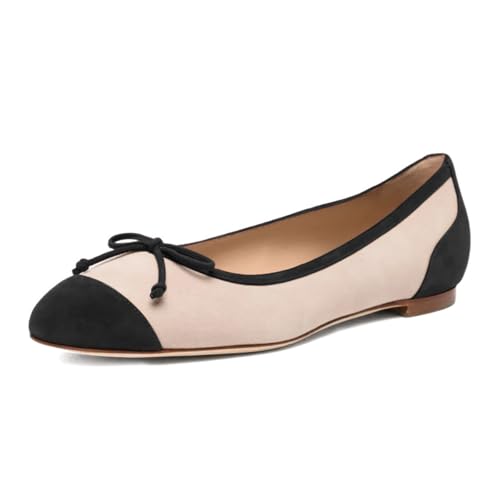 Women Cute Bowknot Round Cap Toe Ballet Flats Slip on Comfy Ballroom Casual Dress Shoes Size 4-16 US