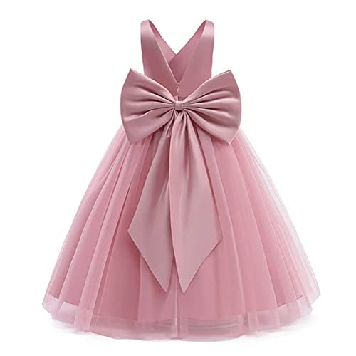 Prinzessin Kleid Mädchen Blumenmädchenkleider Satin Ärmellos...