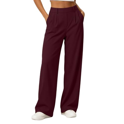 Womens High Waisted Dress Pants Baggy Stretchy Straight Wide Leg Trousers - image 1