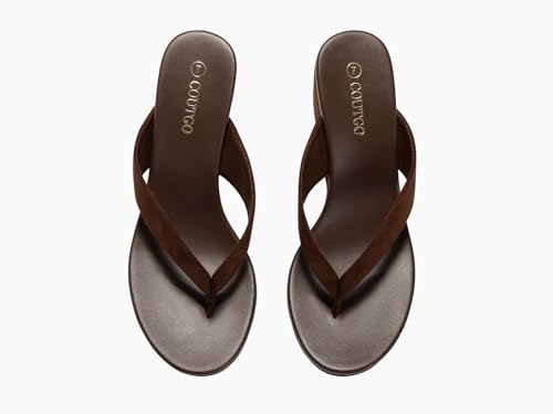Image of Coutgo Womens Wedge Heels Sandals Platform Flip Flops Slides Slip On Summer Beach Shoes