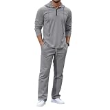 MODSGUE Tuta sportiva da uomo, da jogging, da palestra, da uomo, in tinta unita, comoda, da jogging, casual, per la casa, grigio., XL