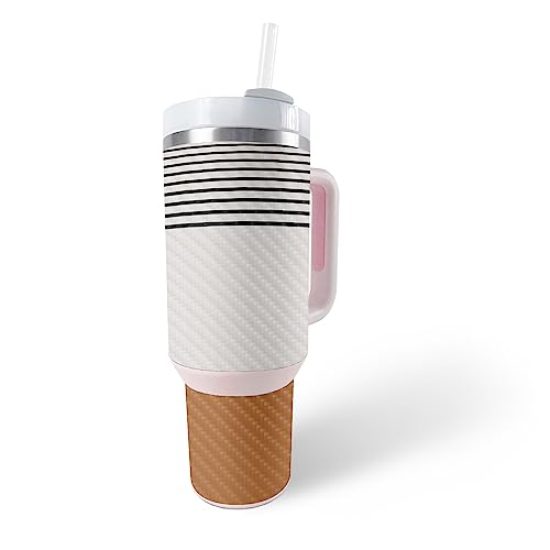Image of MightySkins Carbon Fiber Skin Compatible with Stanley The Quencher H2.0 FlowState 40 Oz Tumbler - Neutral Stripes | Protective, Durable Textured Carbon Fiber Finish | Easy to Apply