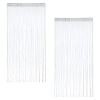 EXIN DEHCEN 2 Stück Fadengardinen Weiß Set, 100 x 200cm Fadenvorhänge, Fadengardine für Balkontür, Insektenschutz Fadenvorhang Glitzer Wetterfest Insektenschutz Außen Balkontür für Hochzeit Restaurant