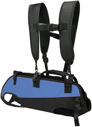 Riazdiw 屋外ペットバックパック、横型、猫、屋外、便利な4本足ポータブルバッグ、全身犬用バックパックストラップ、障害犬、高齢犬、安定、中型、大型犬 (ブルー,L(28斤以内))