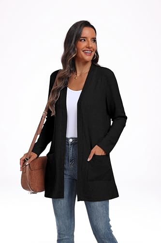 QIXING Women's Sweater Cardigan Open Front Lightweight Cardigan Long Sleeve Cardigans with Pockets3