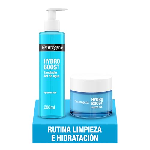 Neutrogena Hydro Boost Rutina de Hidratación Facial con Gel de Agua (50 ml) y Gel limpiador facial (200 ml), con ácido hialurónico, para una piel hidratada, apto para todo tipo de piel