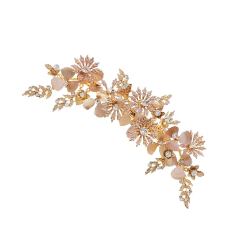 Horquilla de boda flor dorada para mujer con clip lateral retro Anneome