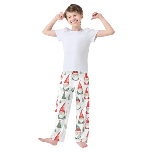 Boys' Pants Watercolor Christmas Red Green Gnome Long Bottoms Jogger Pants Elastic Waist Trousers with Pockets S-XL2