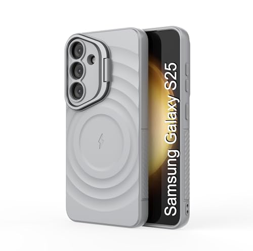 Image of LuxuryKase Shockproof Case for Samsung Galaxy S25 | Ripple Pattern | Camera Protection | Inner Velvet Fabric Lining | Protective Cover with Enhanced Grip & Wireless Charging Support - Grey