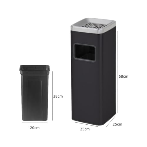 Commercial Outdoor Trash Can with Lid - Heavy-Duty Waste Container for Yard, Garage & Patio - Durable Black Garbage Bin for Easy Waste Disposal