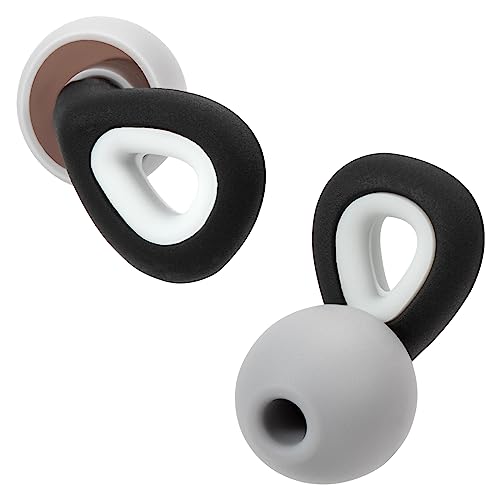 Noise Cancelling Earplugs for Sleep, Work, Concert, Travel, Flights - Silicone, Reusable Hearing Protection With 3 Sizes Tips S, M, L (Black)