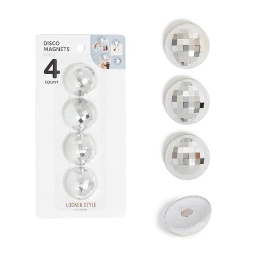 Image of U Brands Disco Ball Locker Magnets, Set of 4, Silver, Fun Magnetic Locker Accessories for School, Whiteboard Accessories, Cute Magnets for Refrigerator