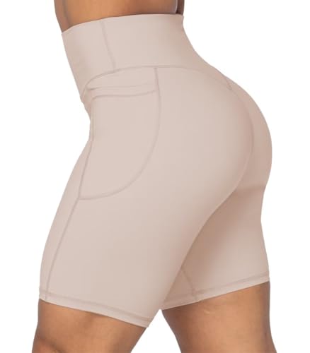 Image of Sunzel Women's No Front Seam Biker Shorts with Pockets, High Waist Tummy Control Yoga Workout Gym Bike Shorts | 3, 5 Or 8-Inch Inseam, High Waisted, No Front Seam, Side Pockets, Buttery Soft, Compression Fit, Squat Proof, Tummy Control