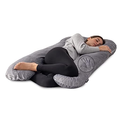 Milliard U Shaped Total Body Support Pillow Memory Foam with Washable Cover (54in, Velour Grey)