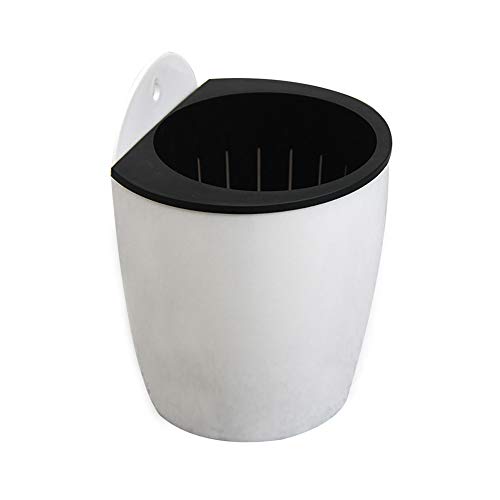 Rely2016 Self Watering Hanging Flower Planter Pots Plant Pot Flowerpot, Round Shape Wall Mounted Plastic Indoor Outdoor Flowerpots Equipped with Removable Basket and Cotton Rope (190# Large)