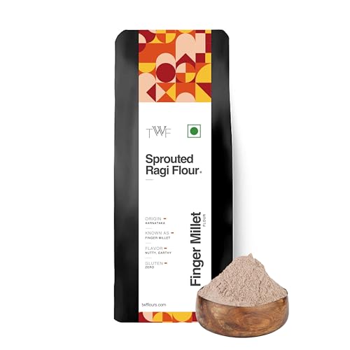 Image of TWF Sprouted Ragi Atta | 1Kg | No Added Sugar, No Added Salt | Ideal for Roti, Daliya, Porridge & Baby Food | 100% Gluten-Free Nachni /Finger Millet Flour | Karnataka Sourced | Stone-Ground