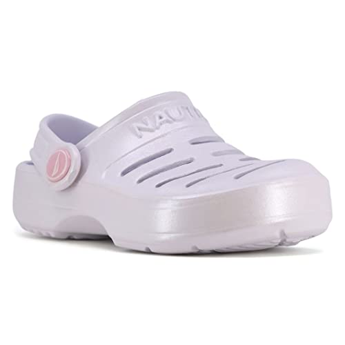 Nautica Kids Children's Clogs, Shoes, & Slip-Ons - Casual, Garden, Beach, Indoor - Lightweight & Comfortable-River Edge Toddler-White Pearlize-9