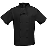 Fame Adult's Short Sleeve Chef coat -Black-XS