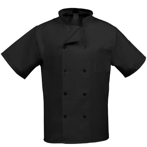 FAME Classic 10 Button Short Sleeve Chef Coat C10PS - Black/XS (WFA30712BKXS)