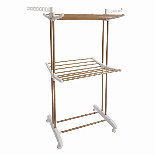 Séchoir à linge étendoir multifonction 14M SHERWOOD 2 niveaux Couleur bois