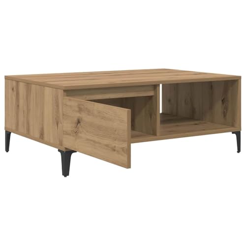 Tonture Couchtisch Artisan-Eiche 90x60x35cm, Holzwerkstoff, Metallrahmen, Industriestil, mit Ablage, für Wohnzimmer, Moderner Beistelltisch, Rustikales Design, Praktischer Stauraum – Bild 7