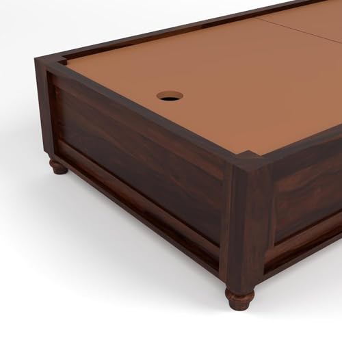 Image of PS DECOR Solid Wood Divana Cot for Home Hall || Diwan Cum Bed with Storage || 3 Seater Sofa Cum Couch || Divan Bed for Living Room || Without Pillow&Mattress (Walnut Finish)