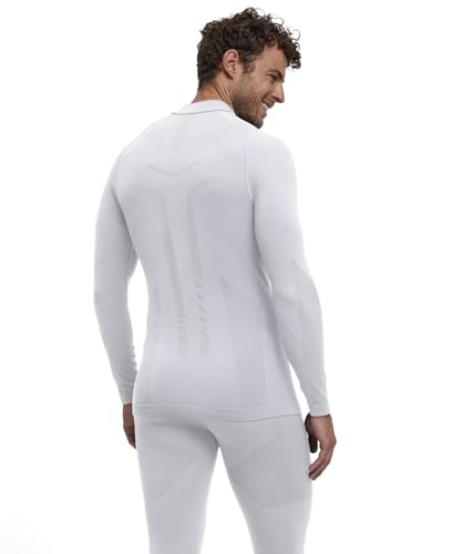 FALKE Warm Turtleneck M L/s SH Hilo Funcional Secado rápido 1 Pieza, Capa de Base Superior Hombre, Blanco White 2860, S