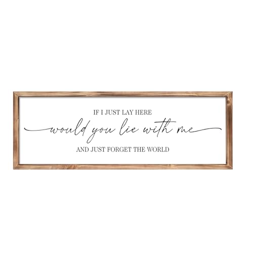 MODE HOME Farmhouse Bedroom Wall Art Above Bed with Title If I Just Lay Here Would You Lie With Me, Large Framed Wall Sign for Master Bedroom Wall Decor, Rustic Wall Art for Home Decor 42 x 15 Inch
