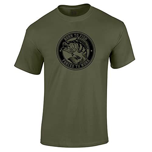 Koi Carp Fishing Gifts for Men Fisherman T Shirts - Born to Fish - Clothing for Men Dad Birthday Fathers Day Military Green Size M