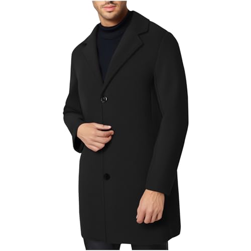 Dgoopd Mens Trench Coat Mid Length Wool Blend Coat Double Breasted Pea Coat Notch Lapel Jacket Dress Casual Winter Overcoat4