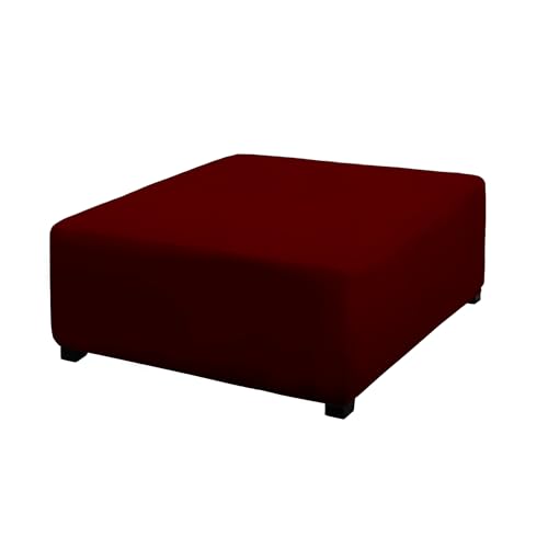 Image of PureFit Super Stretch Form Fit Square Ottoman Cover Rectangle - Ottoman Slipcovers for Foot Stool & Folding Storage Furniture for Living Room with Nonslip Elastic Bottom (Medium-XL, Wine)