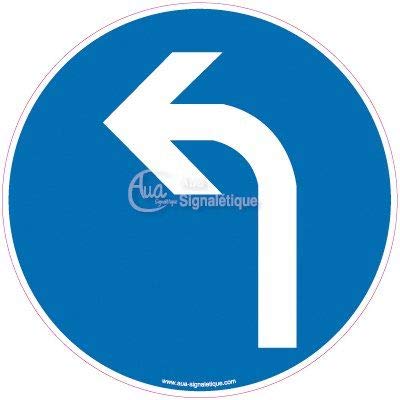 AUA SIGNALETIQUE - Panneau Obligation de Tourner à Gauche - Ø 330 mm, Aluminium Dibond 3mm