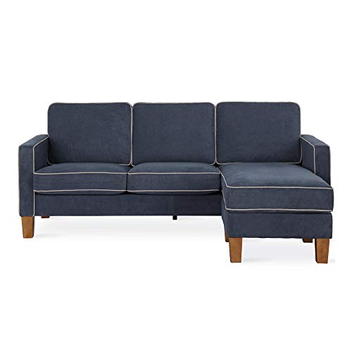 Novogratz Bowen Sectional Sofa With Contrast Welting, Blue #TOP3