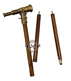 Telescopio de bastón antiguo de latón náutico, 3 pliegues, artículo de regalo