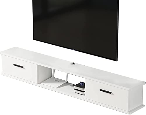 Meuble TV flottant 140cm étagère rangement suspendue salon - 2